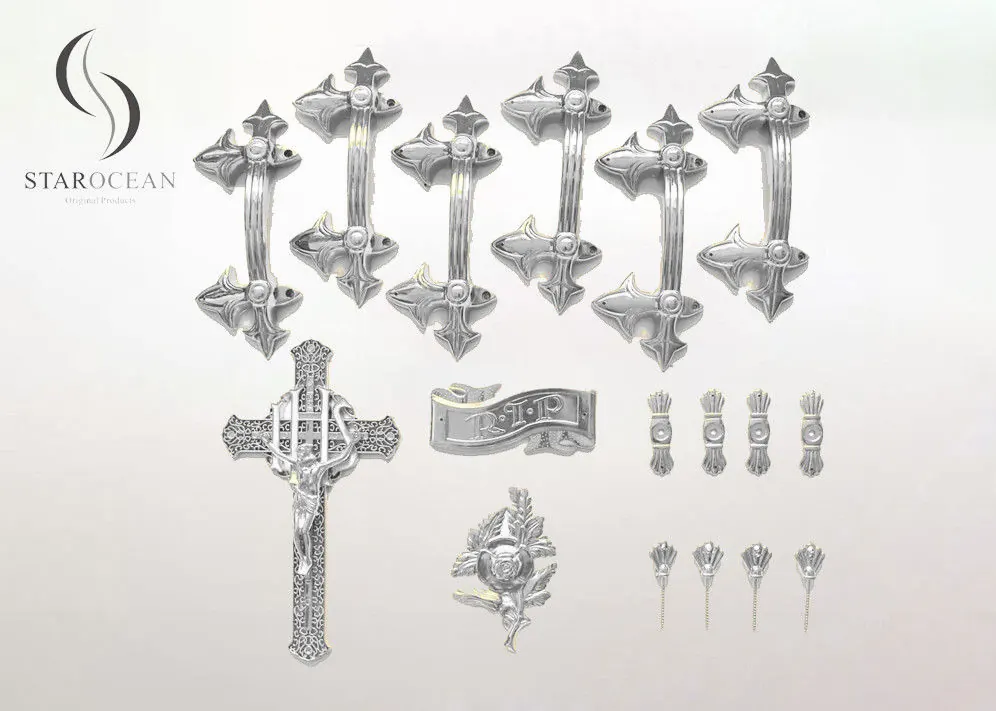 Silver Decorative Plastic Coffin Handles Non Toxic PP Plastic Material P9001set view 1