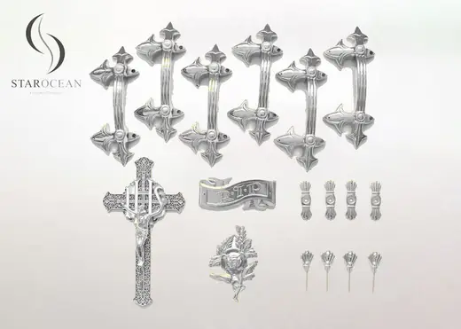 Silver Decorative Plastic Coffin Handles Non Toxic PP Plastic Material P9001set