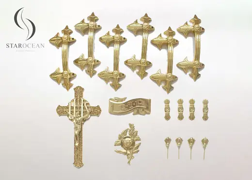 Gold Coffin Ornaments Handles 120kg Lifting Weight P9001set