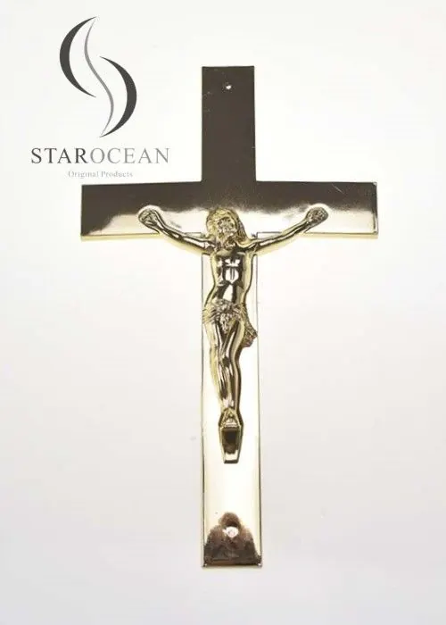 Golden PP Recycled Material Catholic Funeral Cross Classic Style ECO Friendly PF-02 view 1