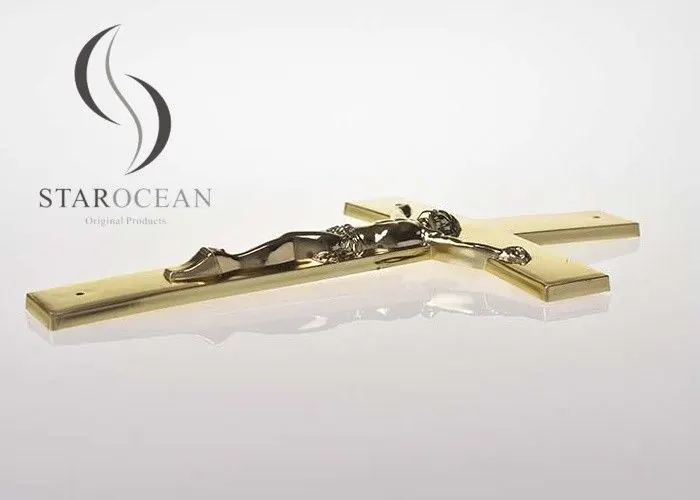 Golden PP Recycled Material Catholic Funeral Cross Classic Style ECO Friendly PF-02 view 2