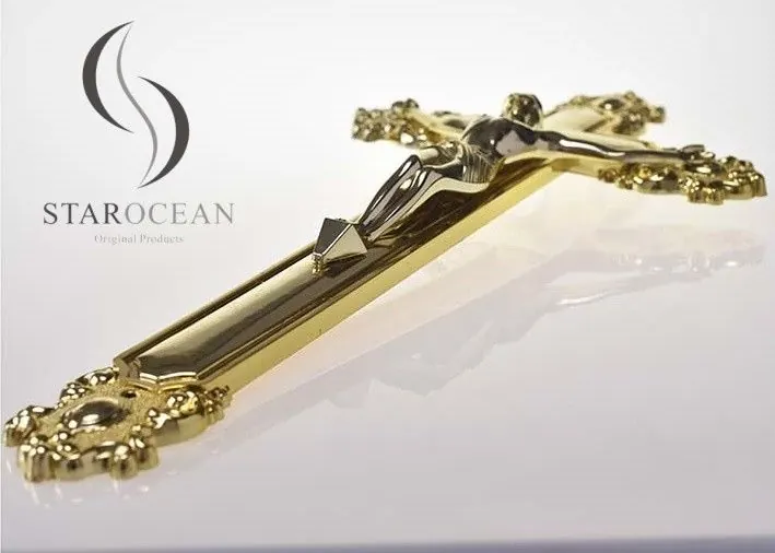 Gold High Quality Plastic Jesus Funeral Cross Coffin Accessories OEM/ODM Service PJ03 view 2