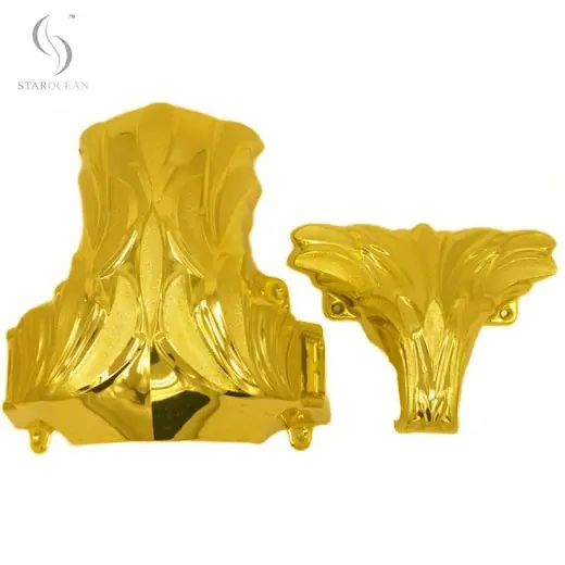 Dark Gold Plastic Coffin Corners 1# DG for Funeral Interment Ornamentation Flower Design