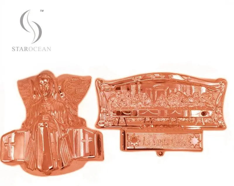 Custom Bronze Electroplated Plastic Material Coffin Parts Funeral Ornamentation 19#B view 1