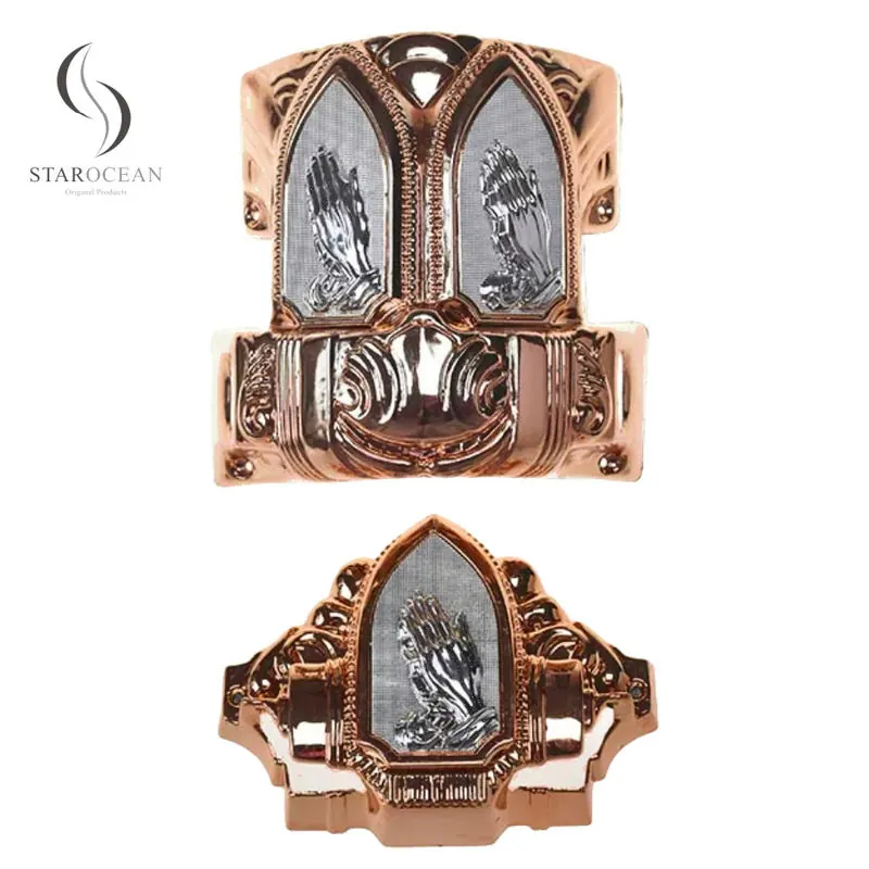ABS Material Bronze Luxury Coffin Corner Set with Steel Pipe Wholesale 20# B view 1