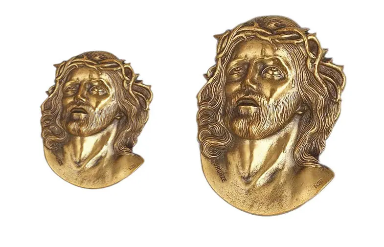 Jesus Portrait Personalized Grave Decorations , Grave Headstone Decorations Painted Brass view 2