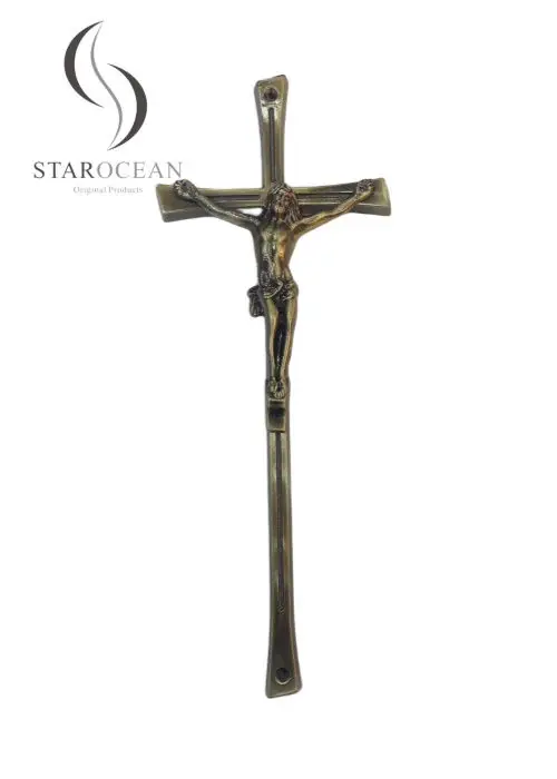 Customizable Antique Brass Metal Funeral Cross 39*15cm SGS Certified ZJ-01