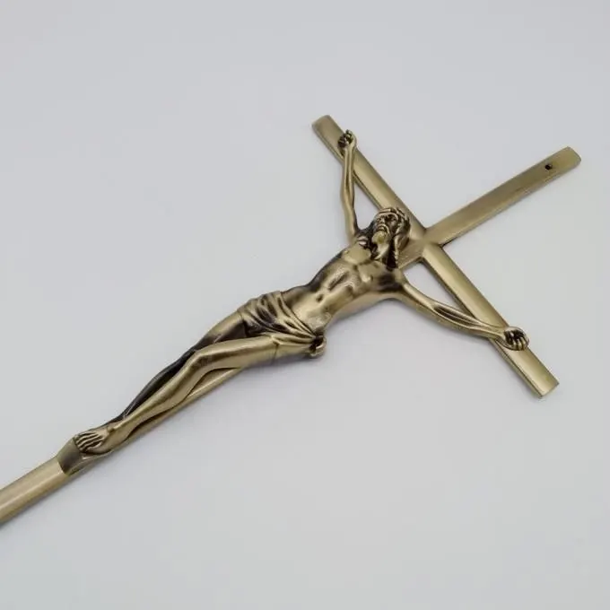 Catholic Decoration Zamak Material Copper Cross Funeral Hardware 56.7*15.8 Cm ZD045 view 1