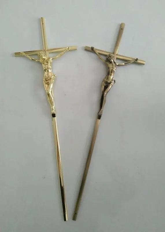 Catholic Decoration Zamak Material Copper Cross Funeral Hardware 56.7*15.8 Cm ZD045 view 2