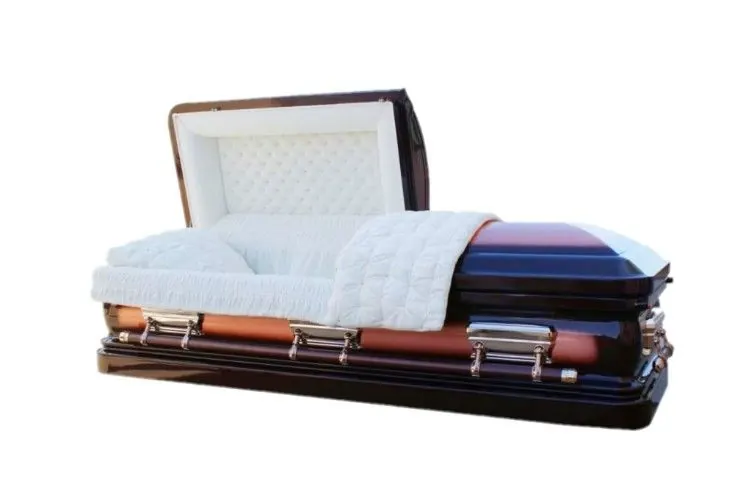 Brushed Heritage Finish Metal Casket Copper Materials Almond Velvet Interior MC01 view 1
