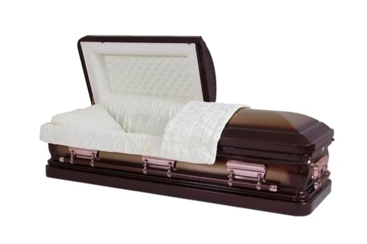 Almond Velvet Interior Metal Casket 18Gauge in Gold Brush Heritage Bronze Finish MC08 view 1