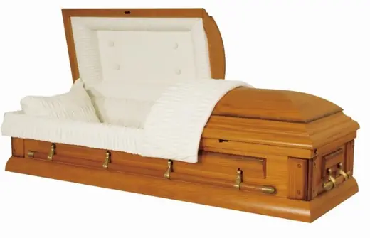 Matt Painting Handmade Wooden Coffins , Cremation Caskets with Velvet Interior