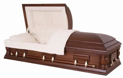 Solid Walnut Wooden Caskets Semi Gloss SWC10 with Almond Velvet Interior