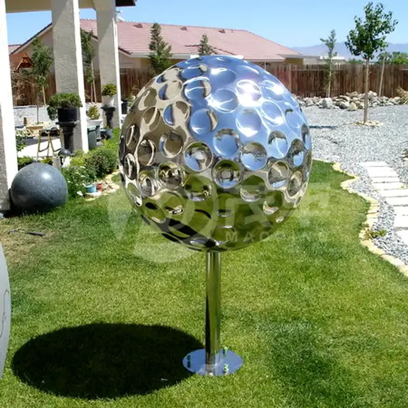 Edelstahl-Golfball-Gartenskulptur