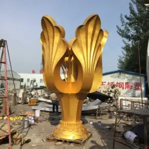 Big flower.Stainless steel sculpture.Stainless steel forging sculpture