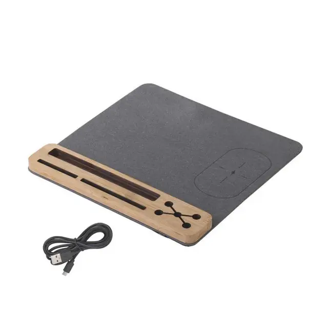 Bamboo-module 4-in-1 wireless charging office mouse pad