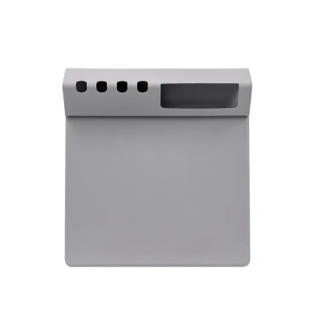 Grey 3-in-1 office desk mat with phone stand and pen holder