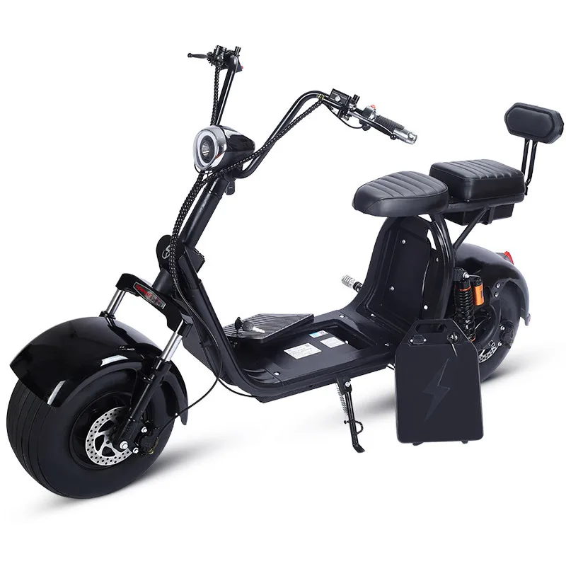 Citycoco-E-Scooter mit zwei Rädern, Doppelsitz und zwei wechselbaren Akkus