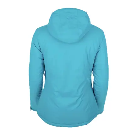 Women's blue ski jacket with detachable hood view 2