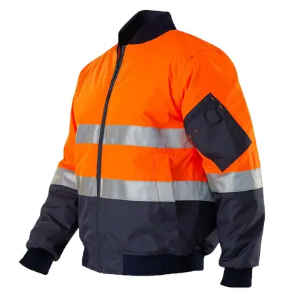 wholesale hi-viz 300D oxford bomber jacket without hood view 5