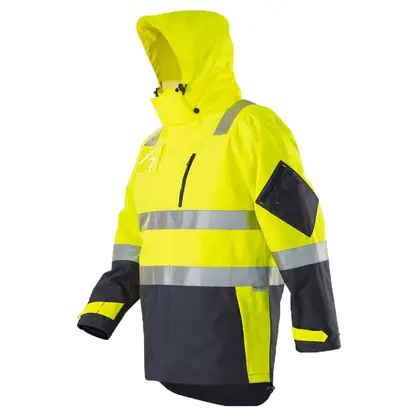 wholesale hi-viz 300D oxford waterproof jacket with hood view 5