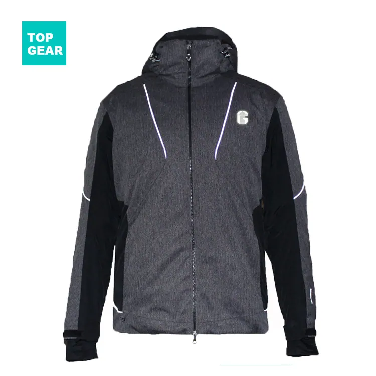 Chaqueta de esquí reflectante de hombre con capucha integrada