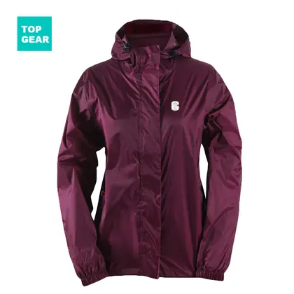 Chaqueta de lluvia plegable de mujer con capucha integrada