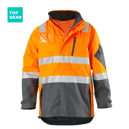 chaqueta impermeable de alta visibilidad en oxford 300D al por mayor con capucha