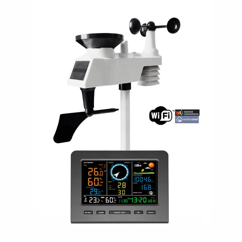 FT0366 WiFi weather station console with integrated outdoor sensor and solar panel