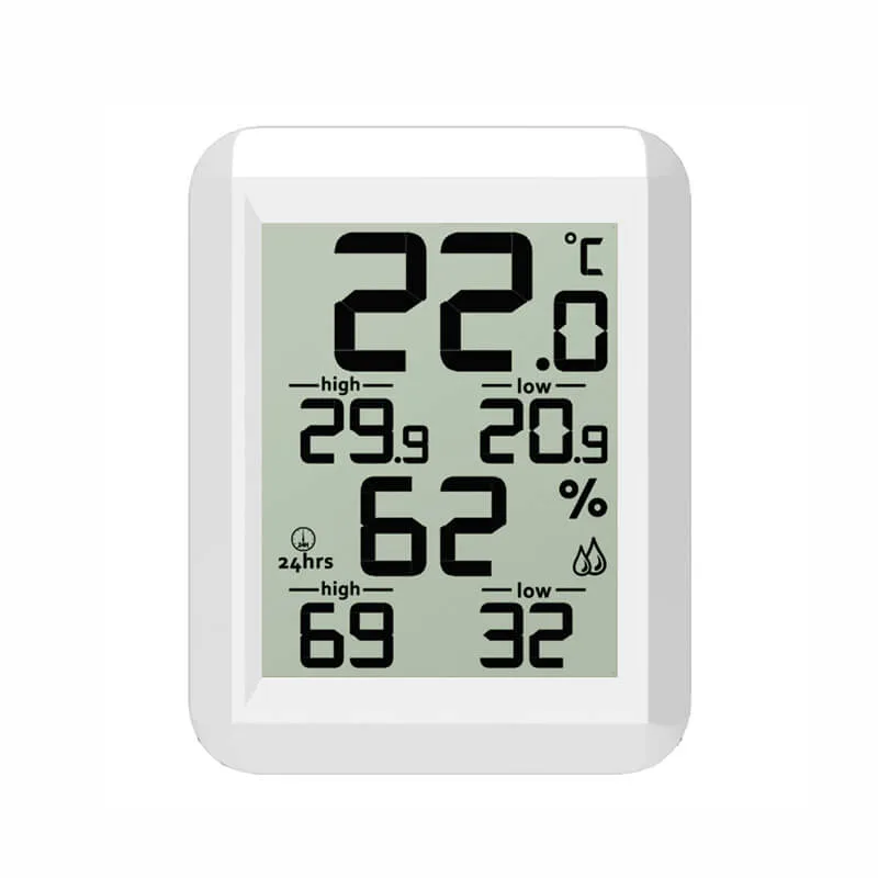 FT0421 indoor thermo-hygrometer with LCD display showing temperature and humidity