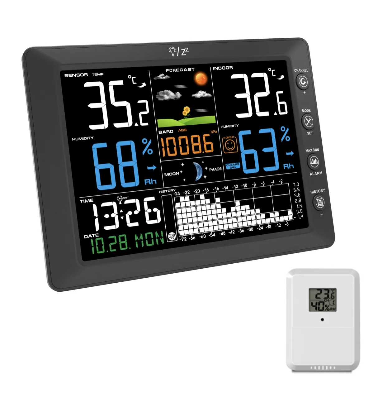 FT0818 RF weather station console with LCD display and sensor unit