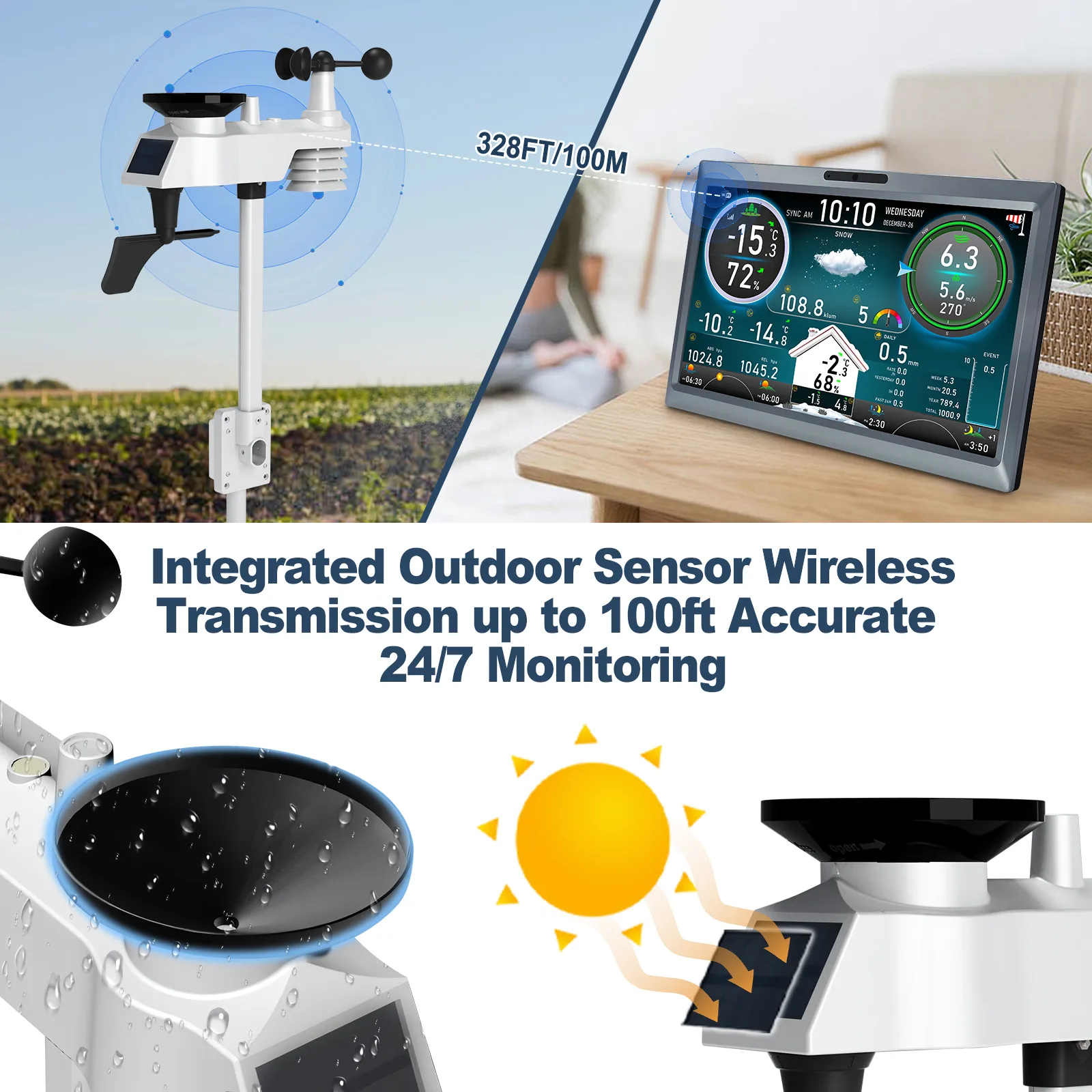 FT-1006 10.1′ TFT Display Wifi Weather Station from UCTECH