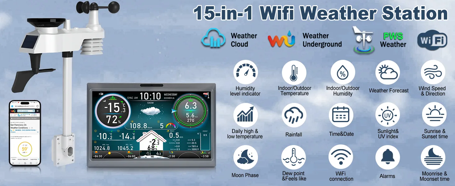 FT-1006 10.1′ TFT Display Wifi Weather Station from UCTECH