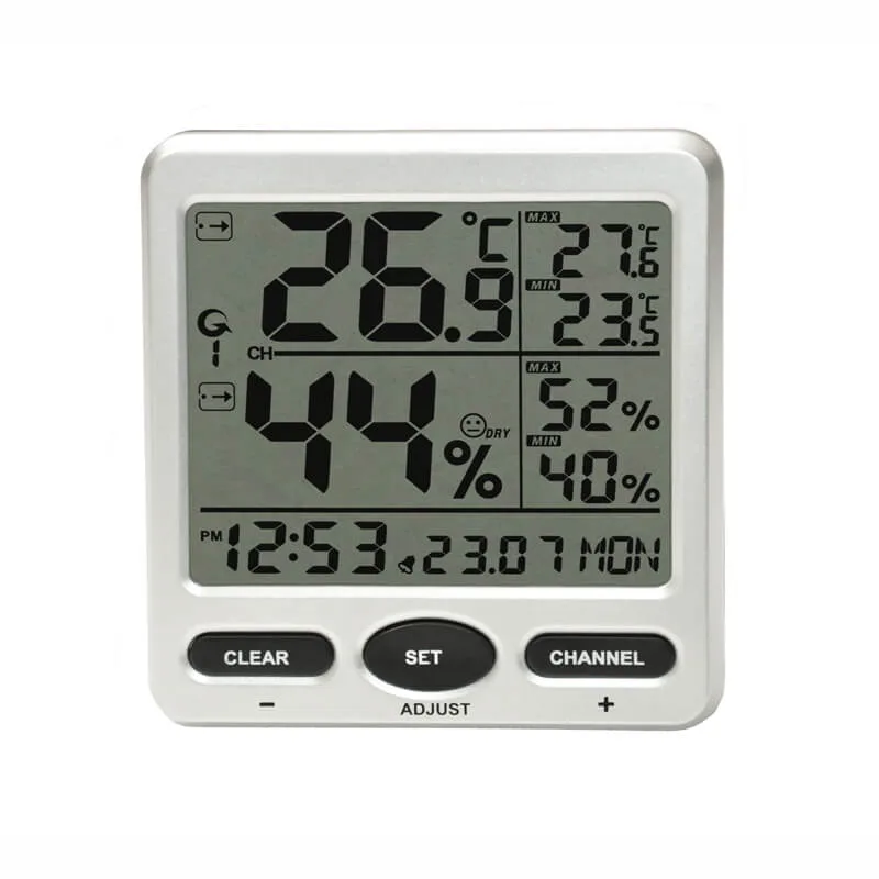 FT0071 wireless thermo-hygrometer with console and remote sensor mounted on a wall