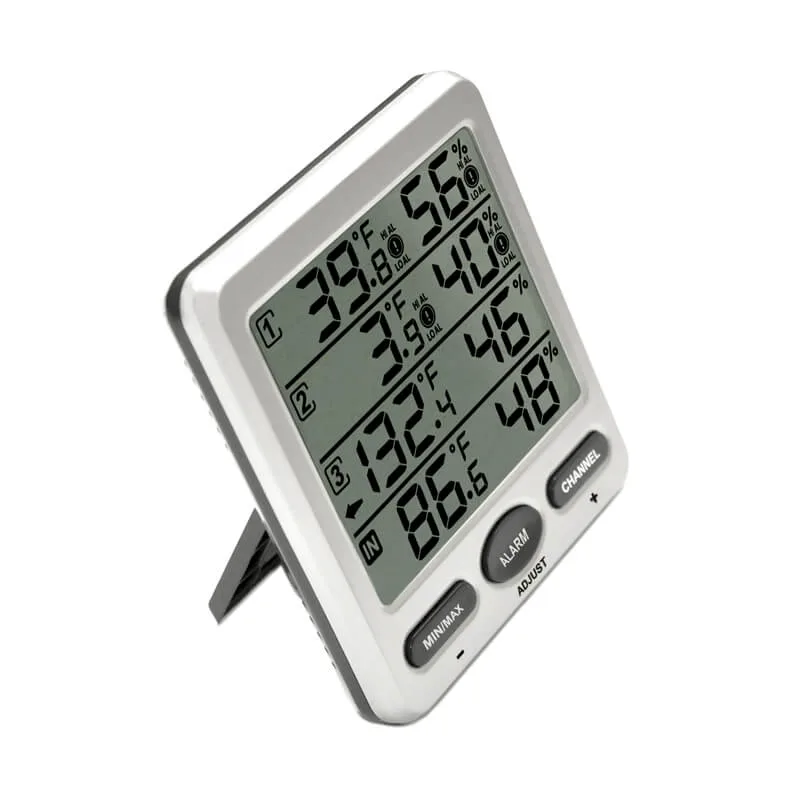 FT0073 console and sensor units on a table, showing LCD display and battery compartments