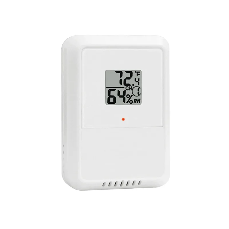 FT016TH thermo-hygrometer sensor with compact moulded plastic housing and two AAA battery slots