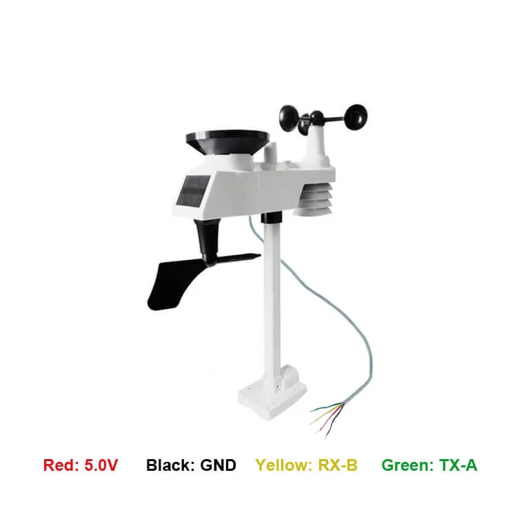 FT019T wired weather station sensor with integrated solar panel and multi-sensor head