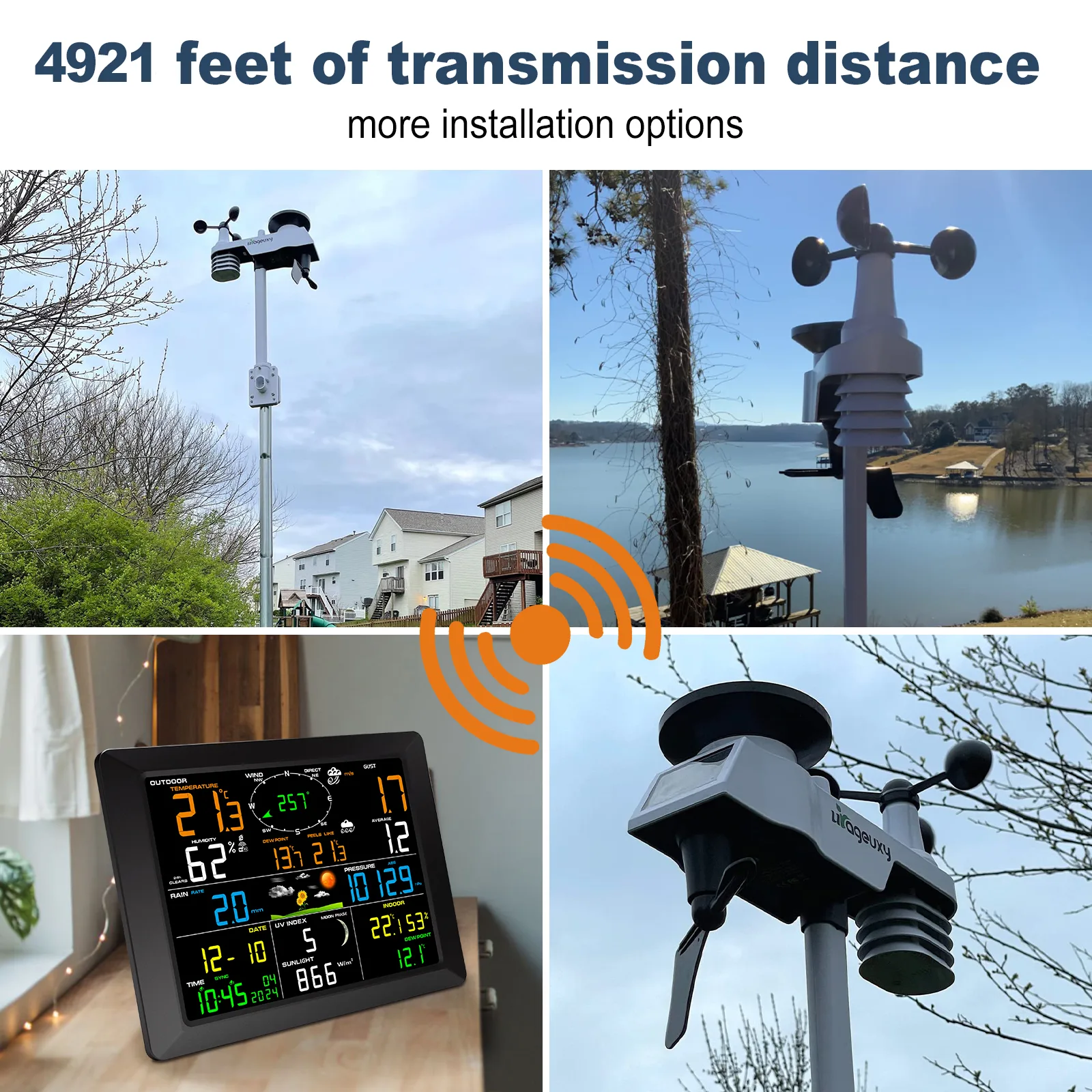 FT0310 outdoor sensor showing wind vane and rain collector