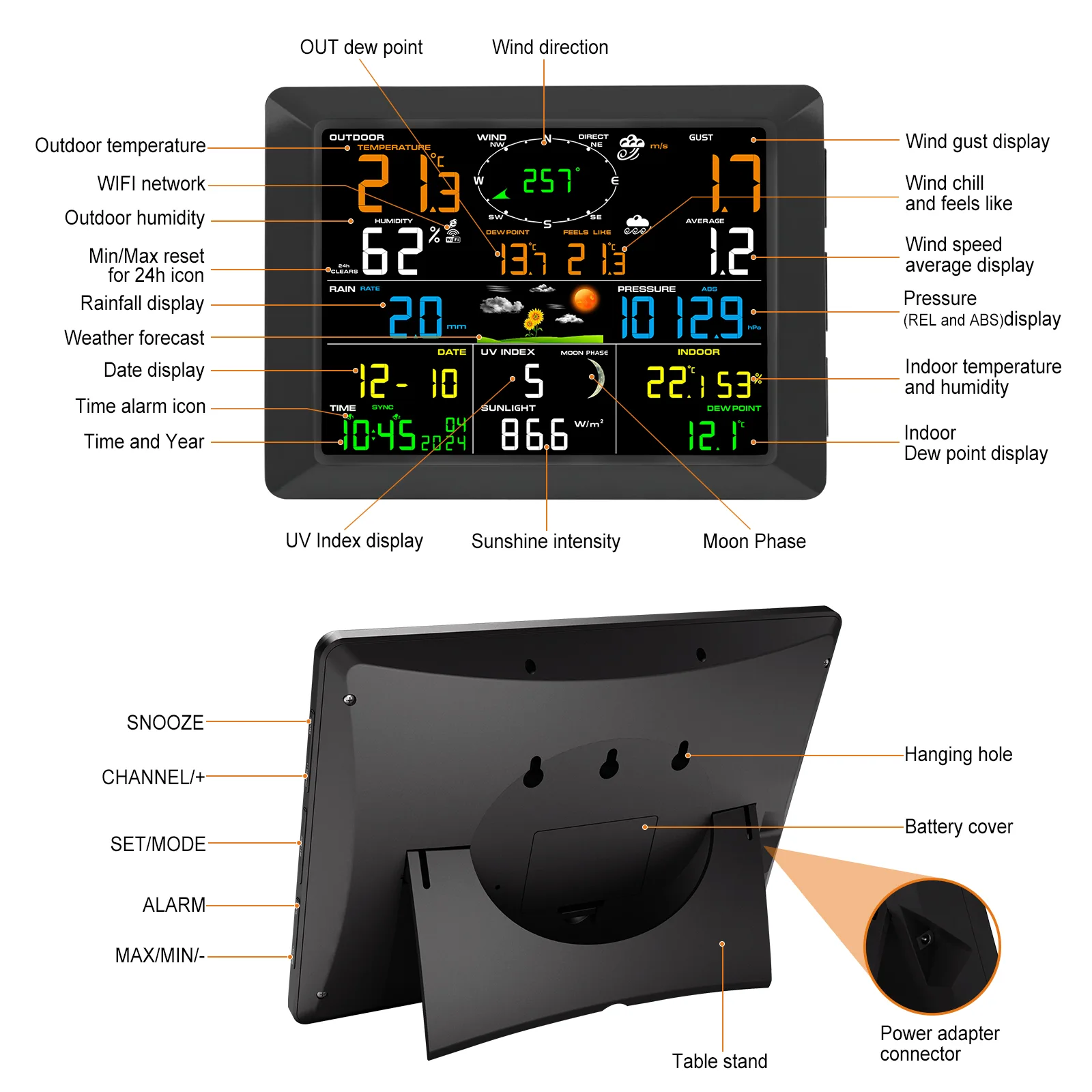 FT0310 weather station in a garden setting with console and sensor