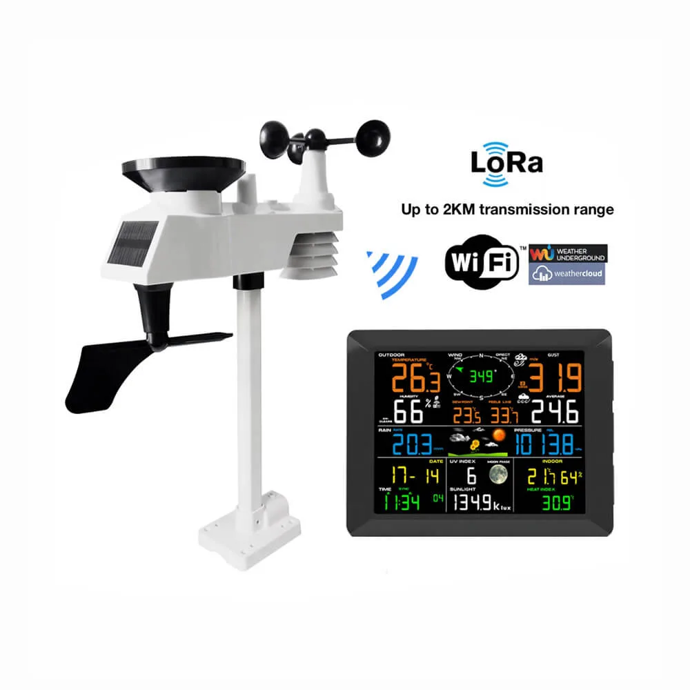 FT0310 Lora WiFi Weather Station with integrated outdoor sensor and solar panel