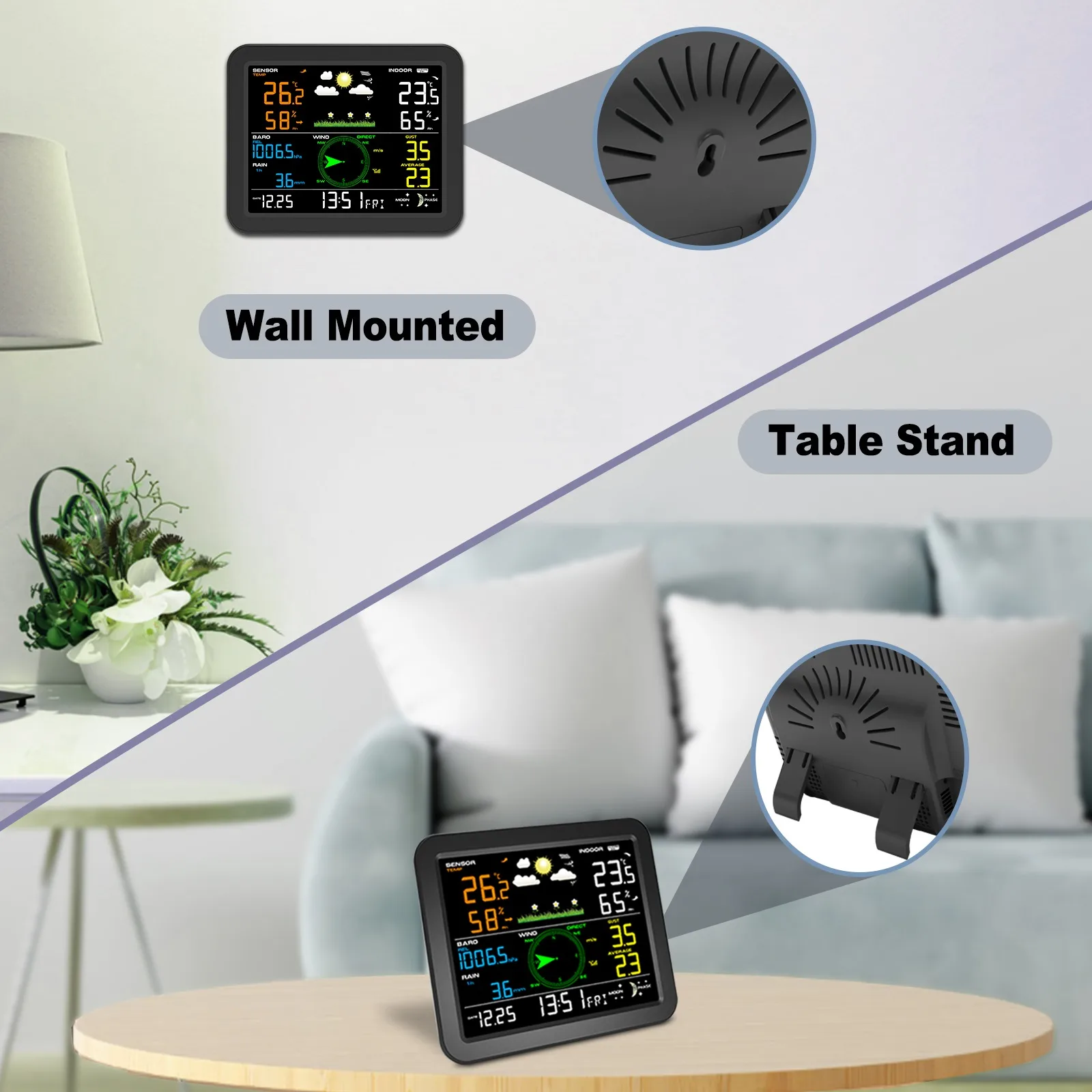FT0342 weather station system mounted on a wall with sensor on a pole