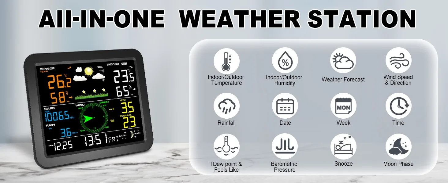 FT0342 outdoor sensor with battery compartment and mounting hardware