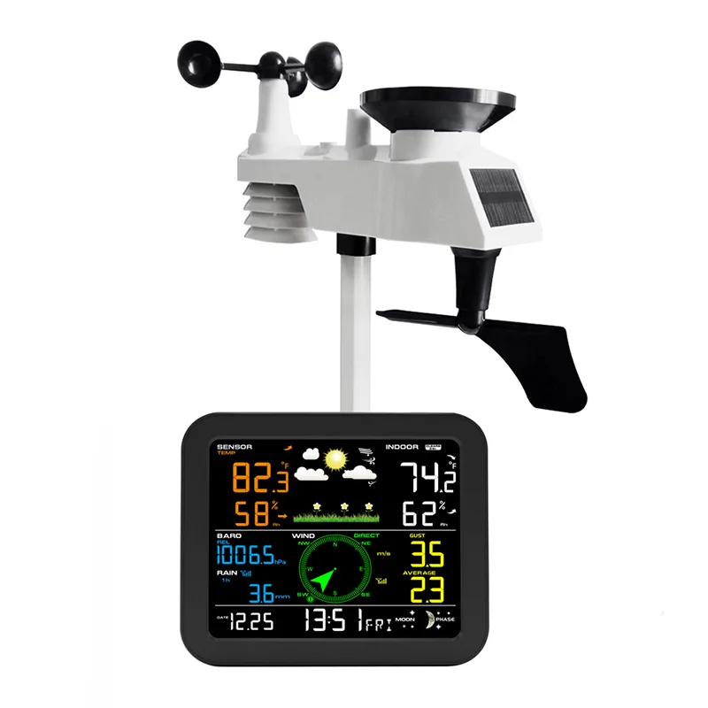 FT0342 RF weather station console with LCD display and wall mounting bracket
