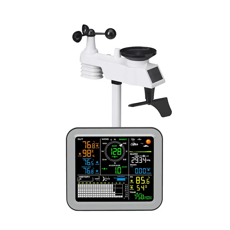 FT0345 RF weather station console with integrated outdoor sensor and solar panel