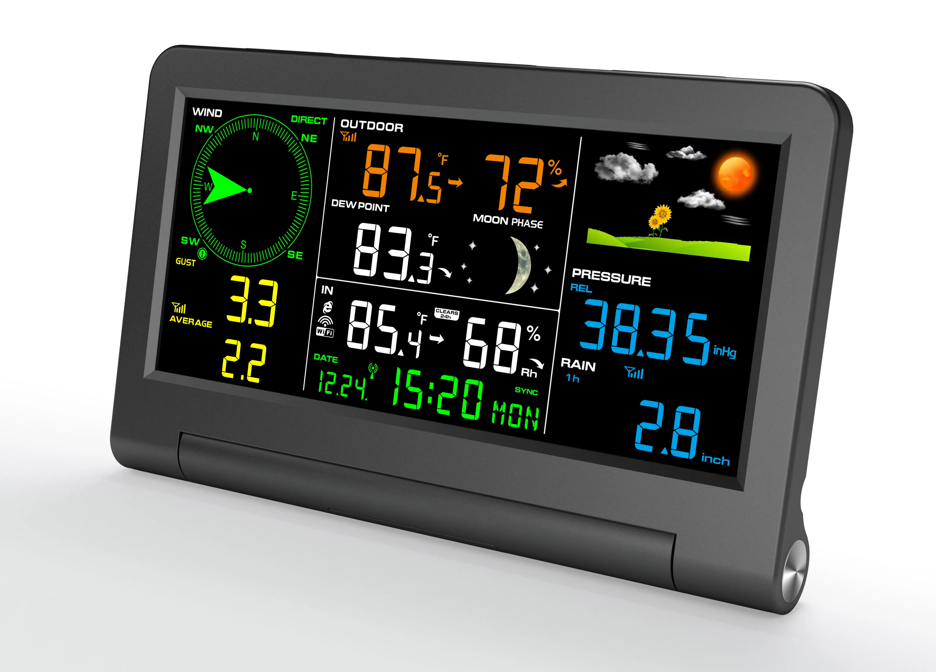 FT0350 console with adjustable backlight and weather forecast display
