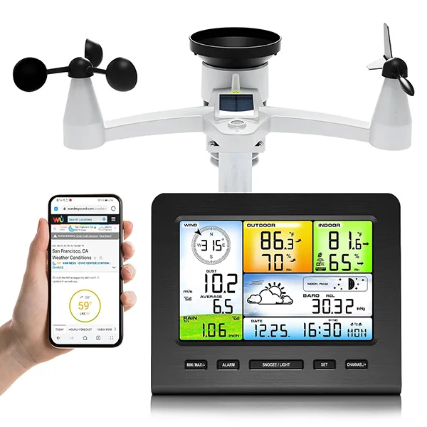 FT036A RF weather station console with integrated outdoor sensor and solar panel