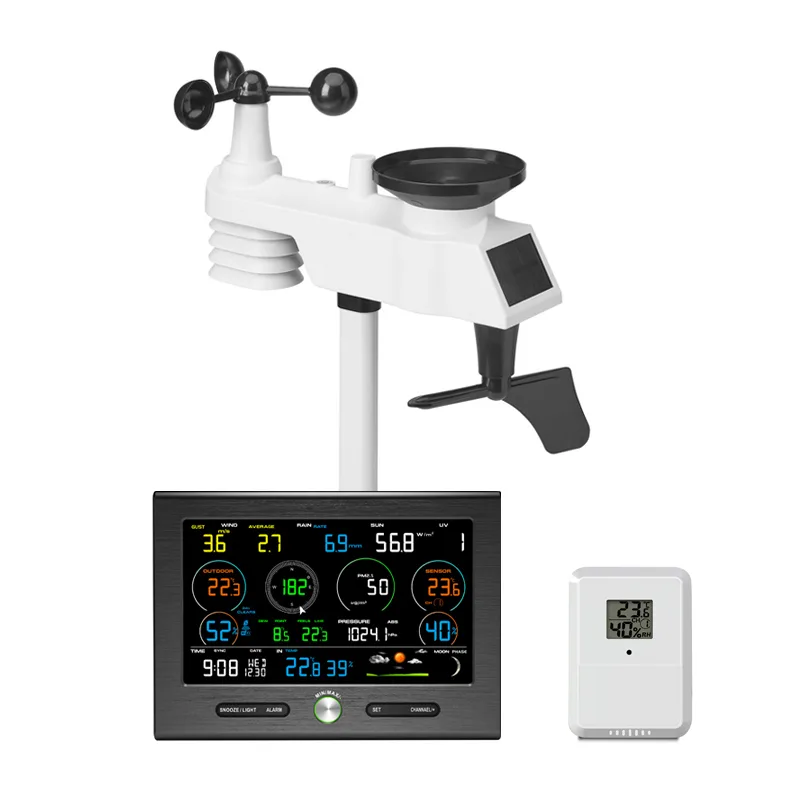 FT0374 WiFi PM2.5 weather station with integrated outdoor sensor and solar panel