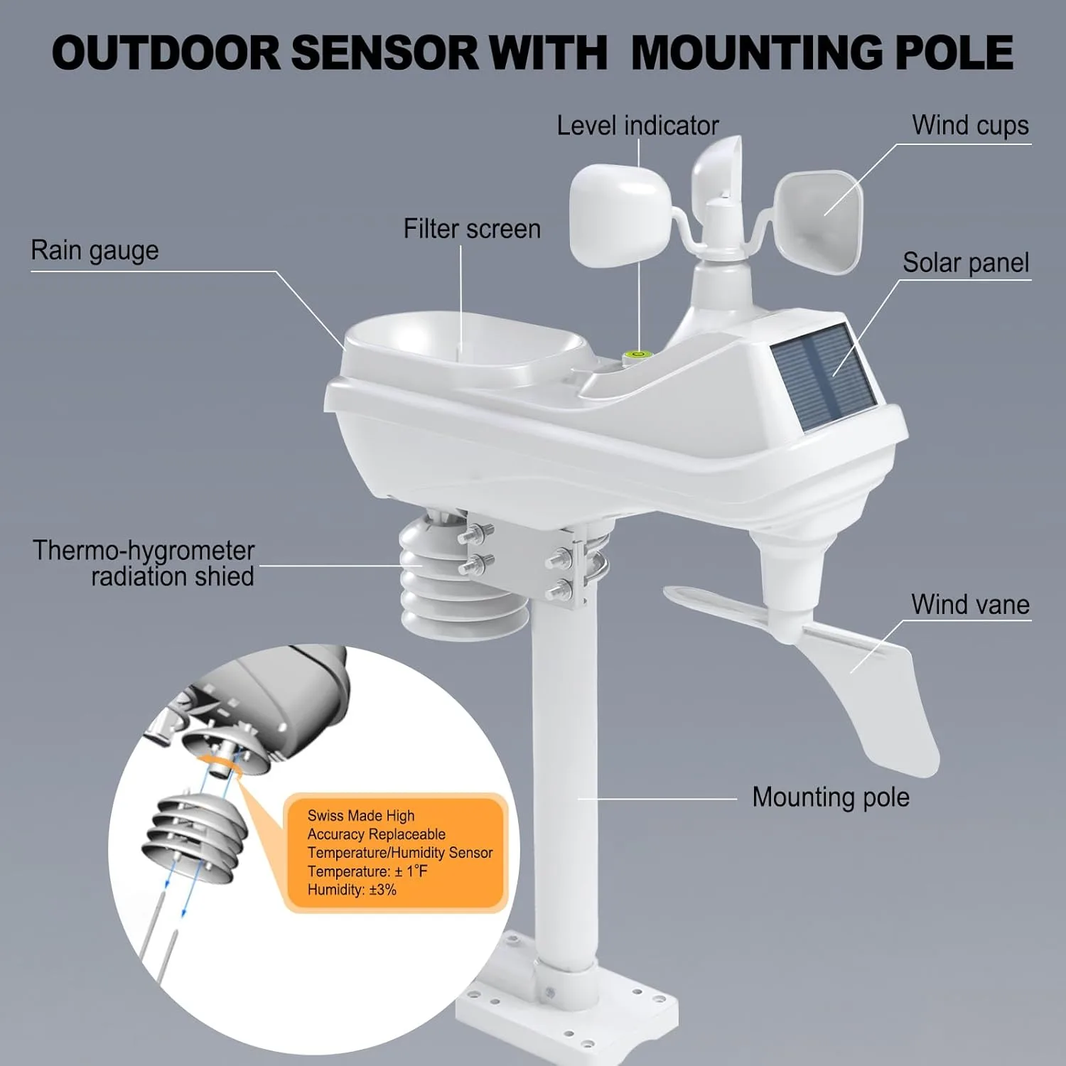 FT037B weather station system with console and outdoor sensor in a garden setting