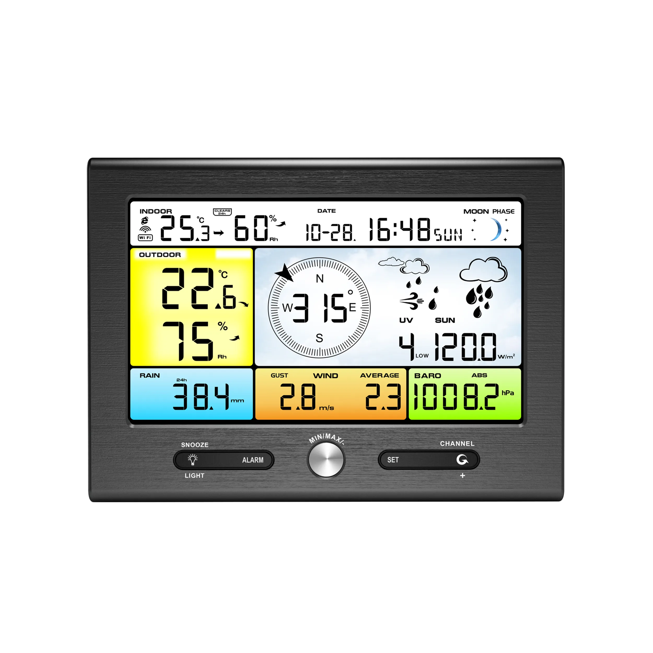 FT037W WiFi weather station with integrated outdoor sensor and solar panel