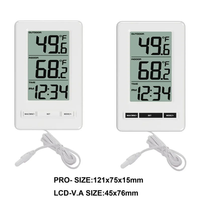 FT0404 probe thermometer showing probe connected to console with LCD display